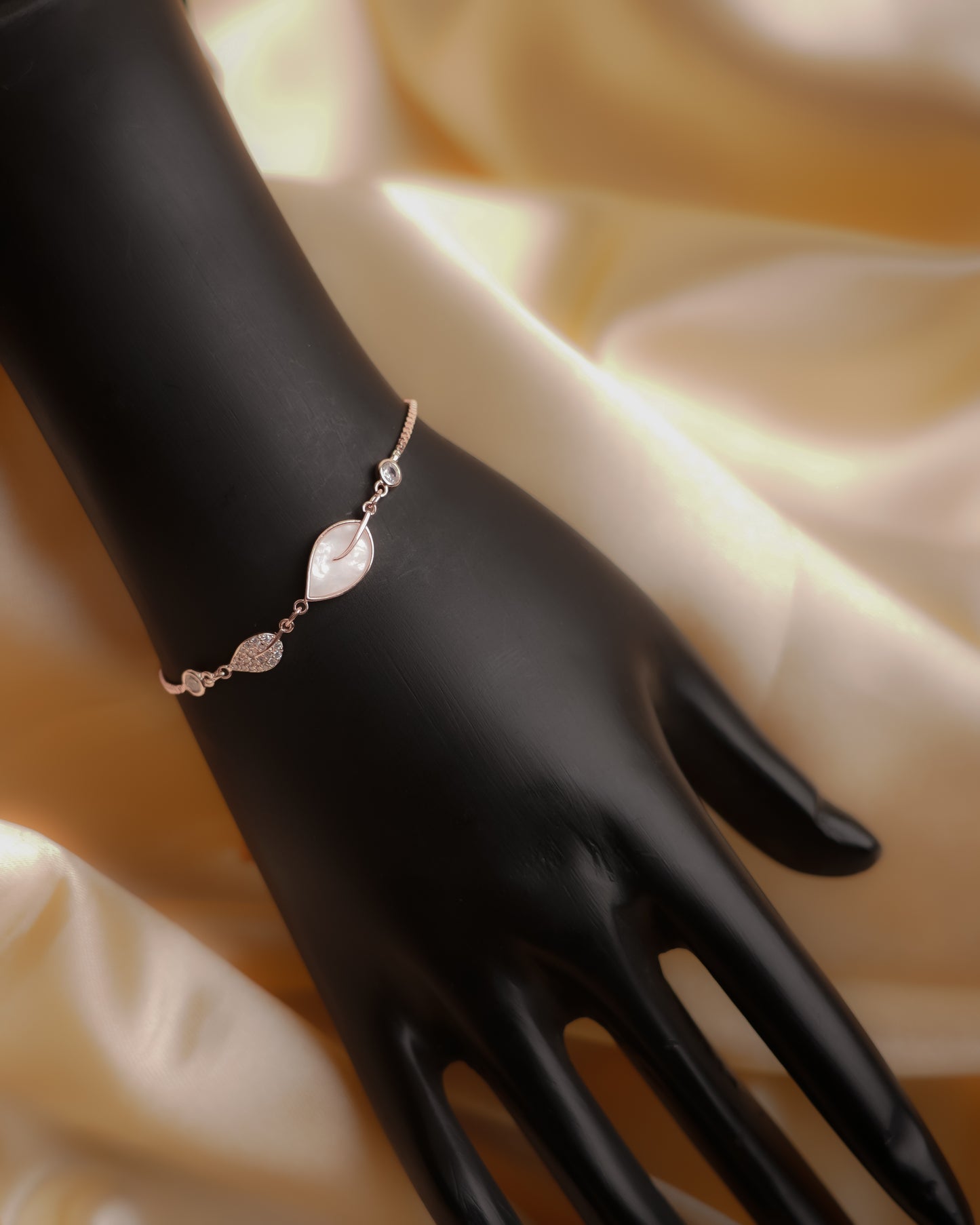 Rose Gold-Plated Mother Of Pearl Stone AD Bracelet