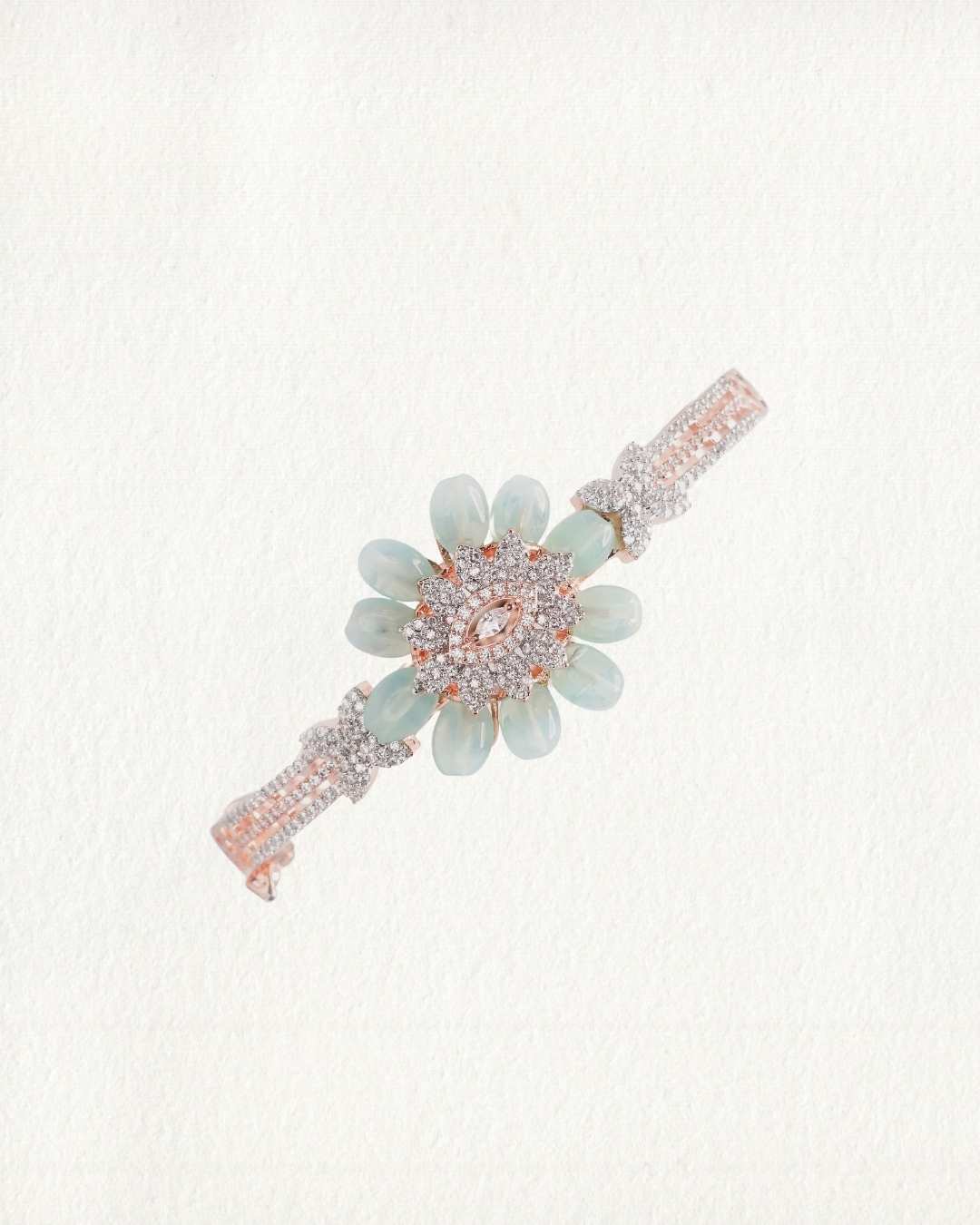 Rodium-Plated Blue AD-Studded Kada