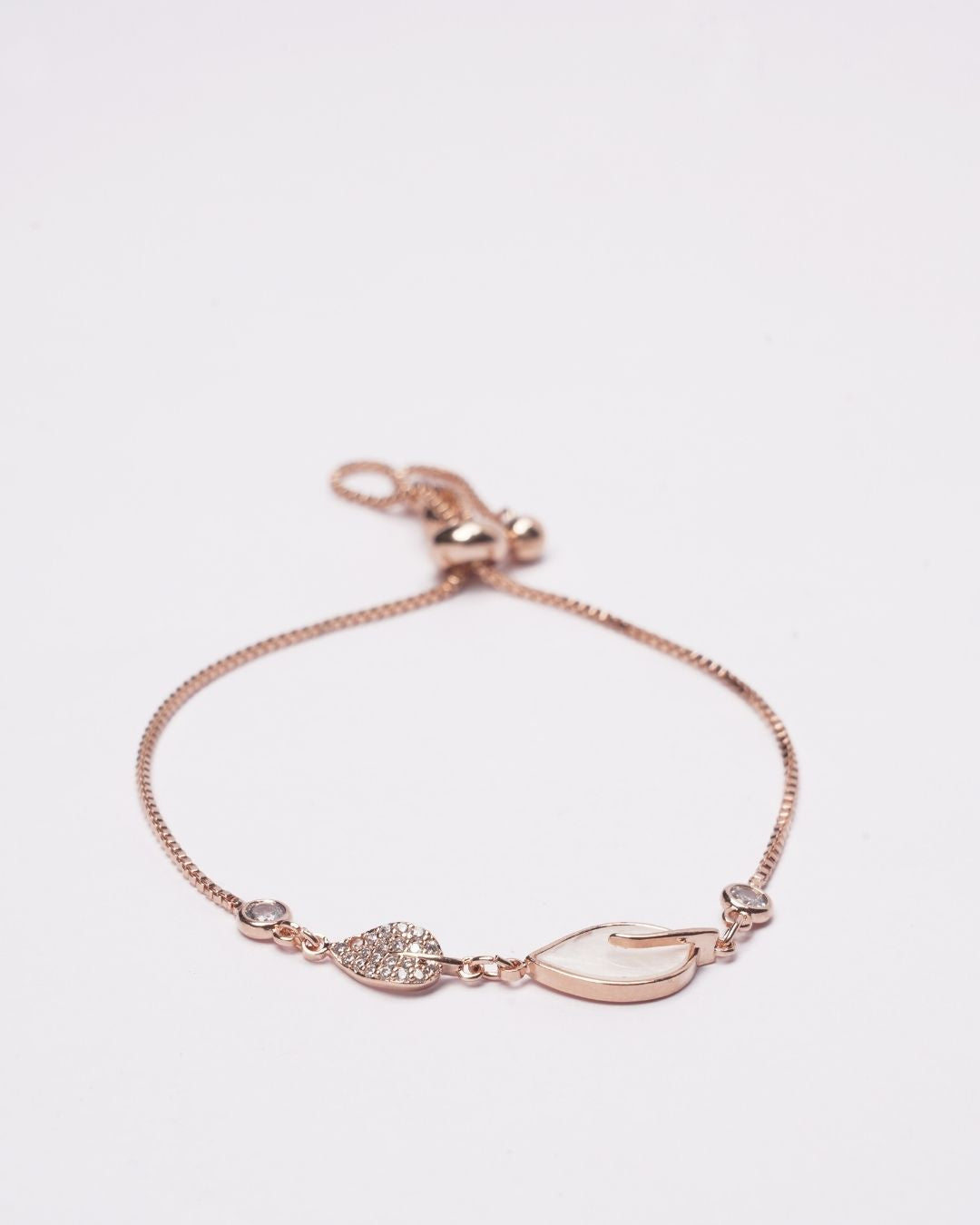Rose Gold-Plated Mother Of Pearl Stone AD Bracelet