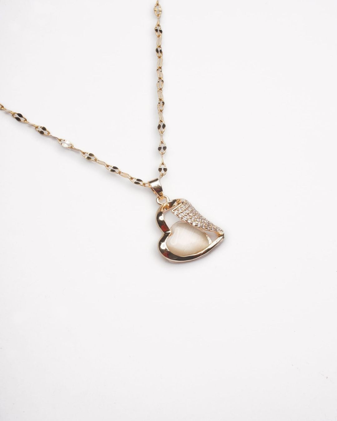 Gold Plated AD Heart Pendant with Chain