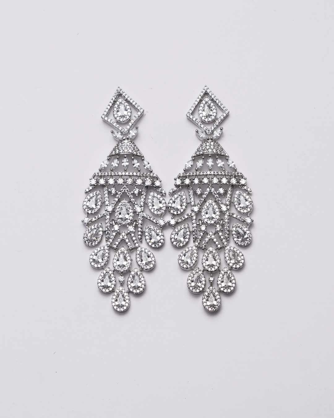 Rodium-Plated AD Studded Earrings