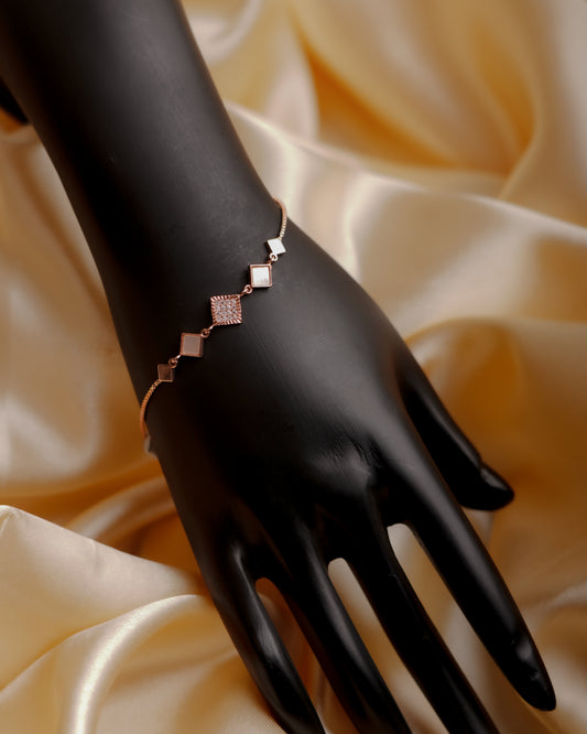 Rose Gold-Plated Mother Of Pearl Stone AD Bracelet