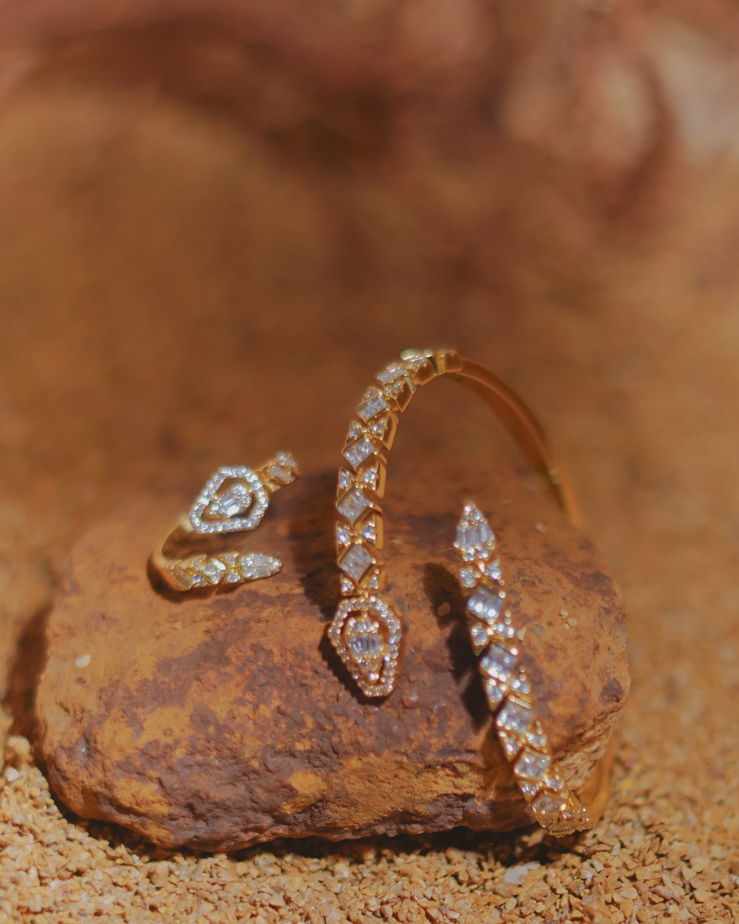 Gold-Plated AD-Studded Kada with ring