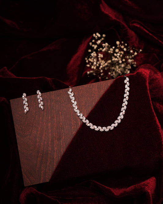 Rose Gold-Plated AD-Studded Necklace Set