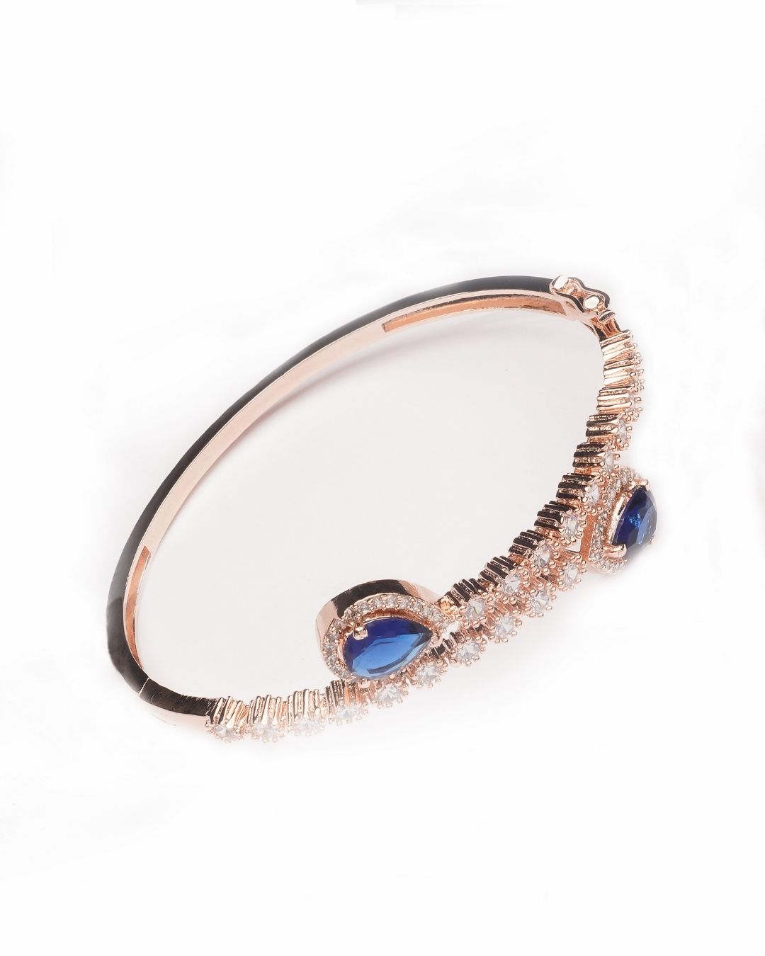 Rose Gold-Plated Blue AD-Studded Kada