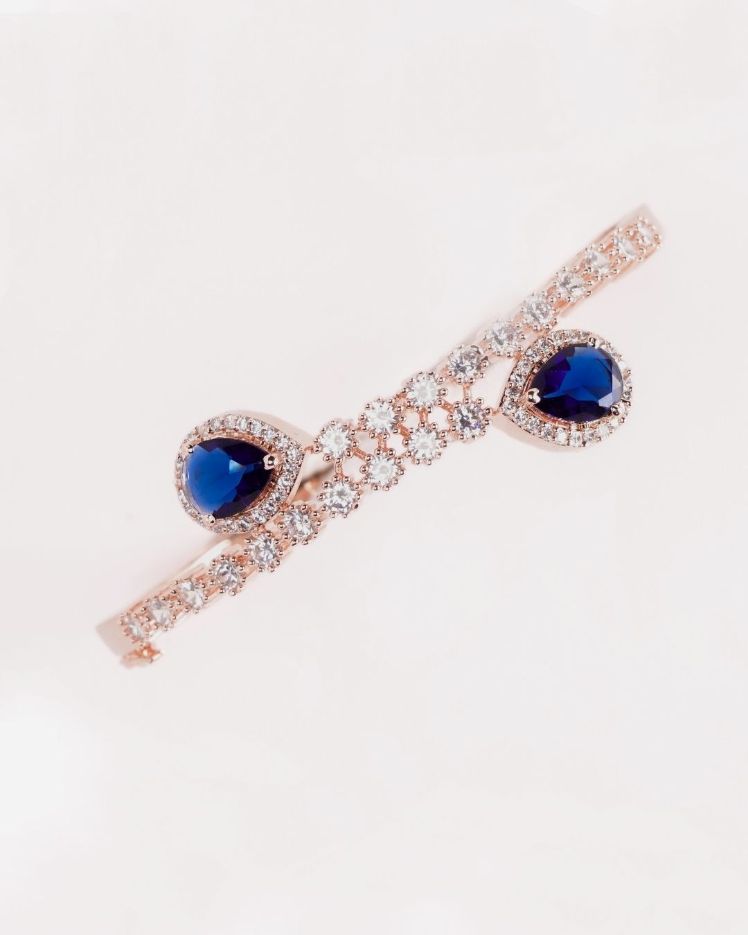 Rose Gold-Plated Blue AD-Studded Kada