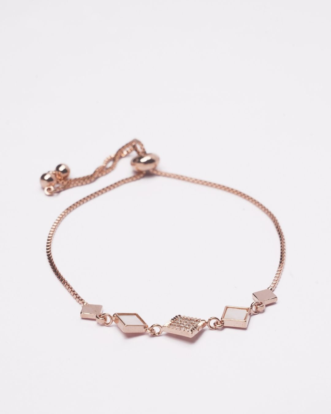 Rose Gold-Plated Mother Of Pearl Stone AD Bracelet