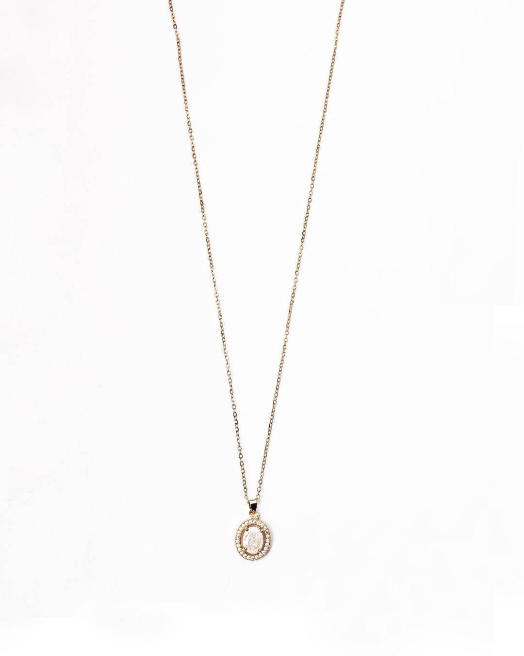 Gold Plated Mother of Pearl Stone AD Pendant with Chain