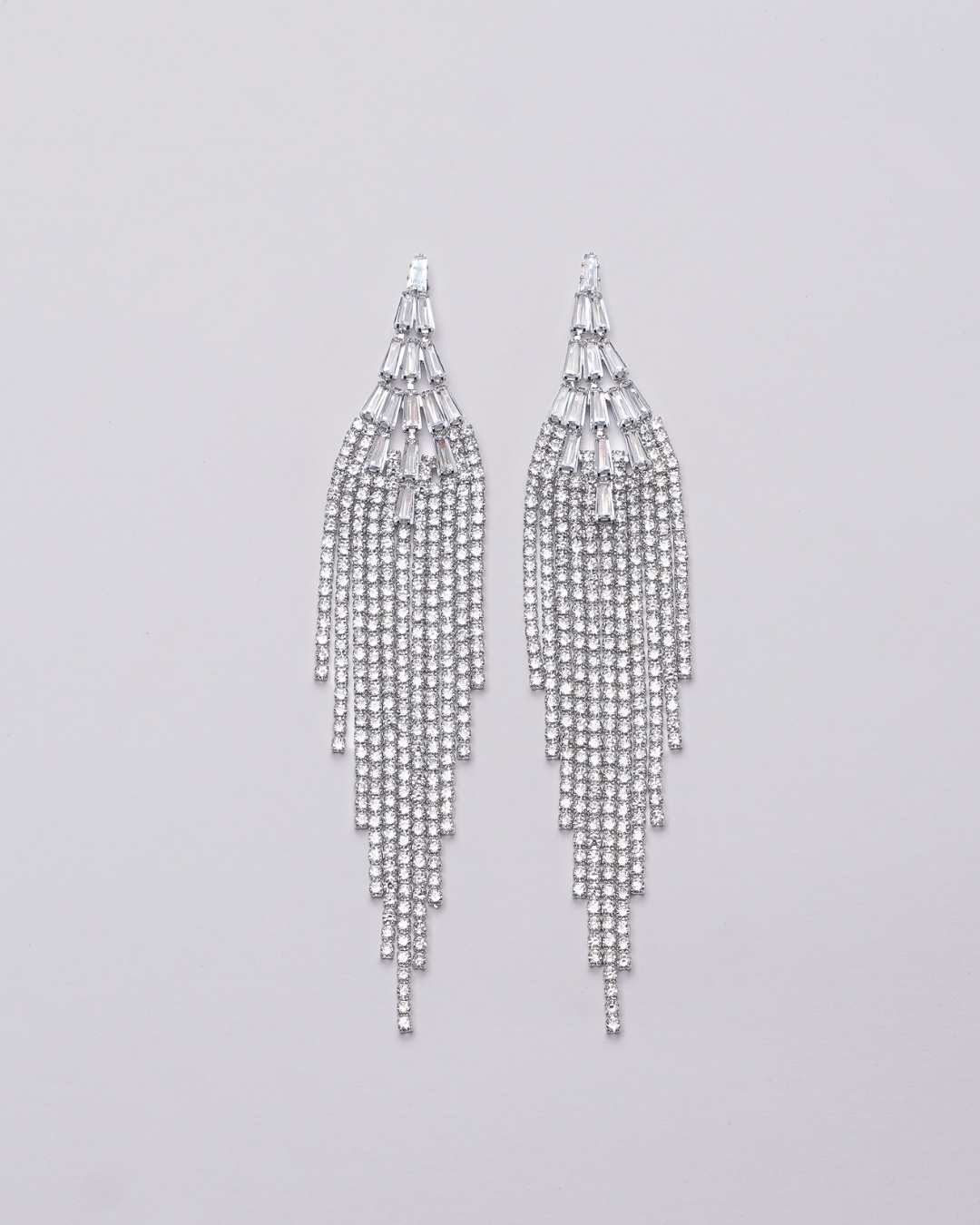 Rodium-Plated AD Studded Earrings