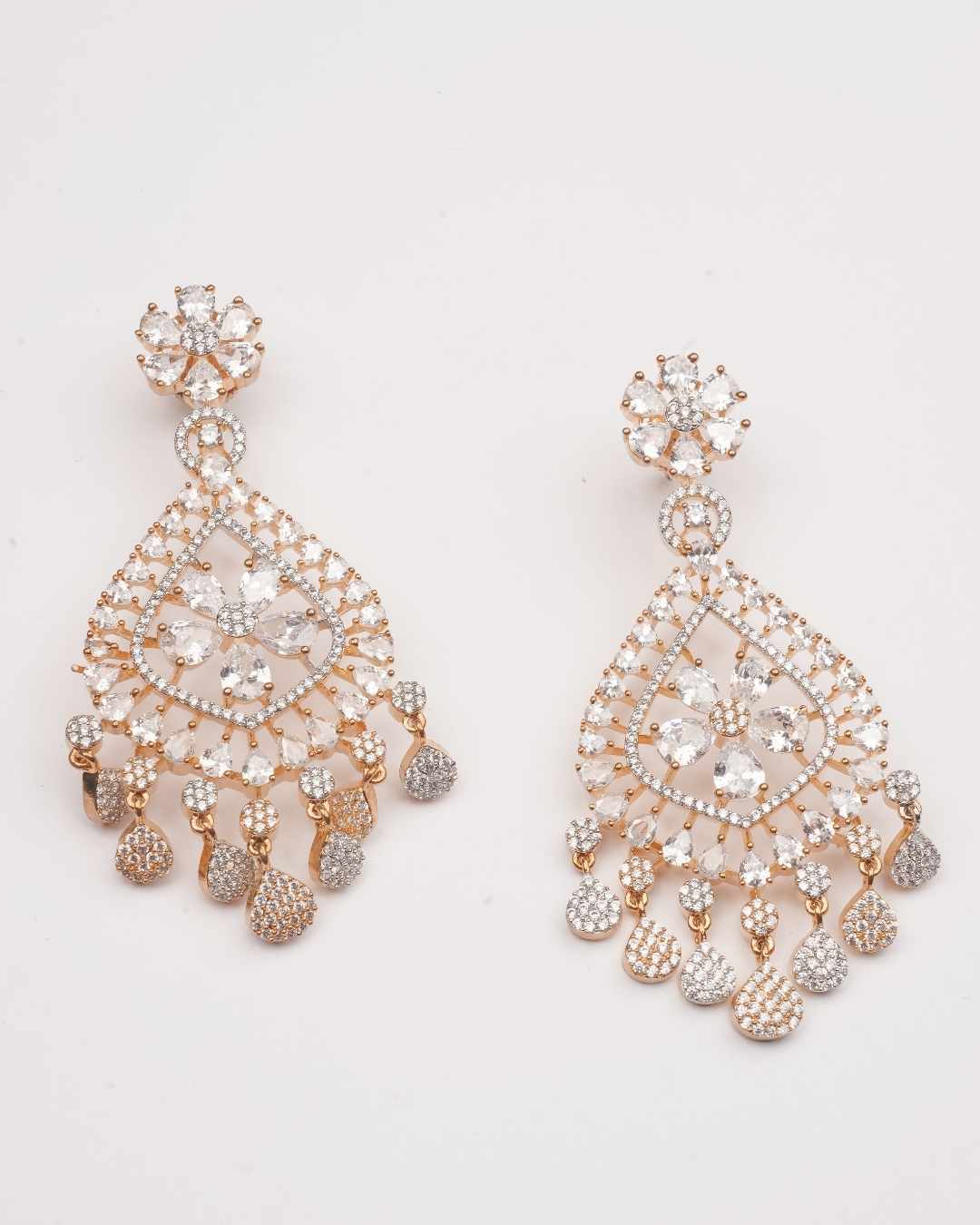 Victorian-Plated silver AD-Studded Earrings