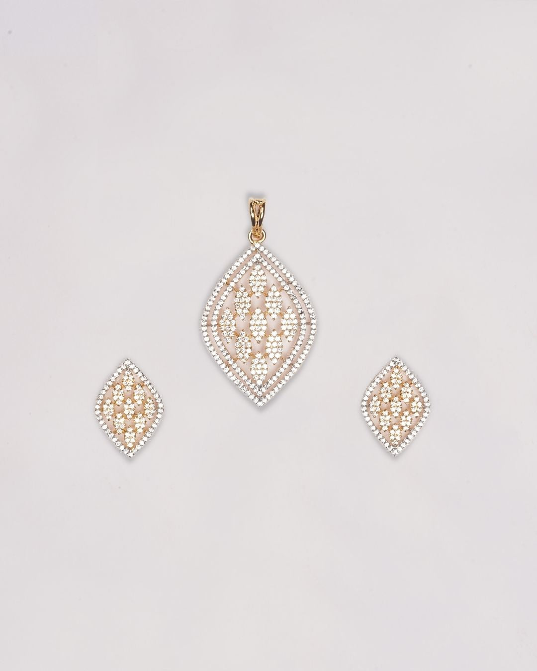 Gold Plated AD-Studded Pendant with Earrings