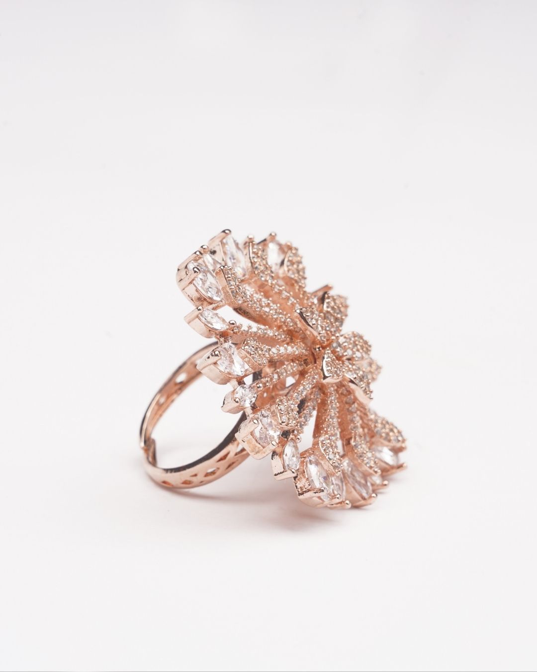 Rose Gold-Plated AD-Studded Ring