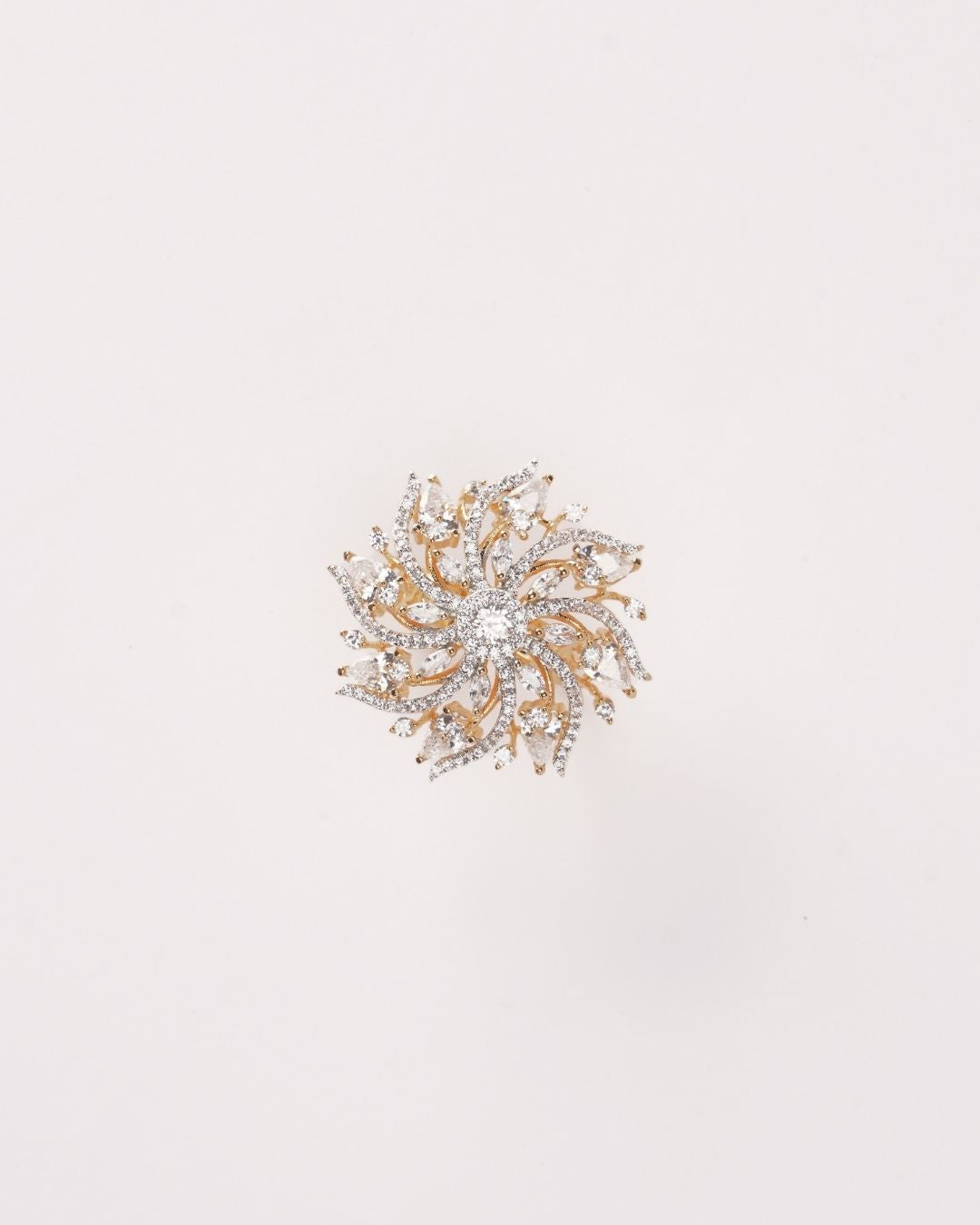 Gold & Rodium-Plated AD-Studded Ring